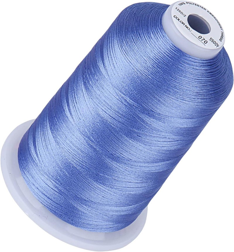 simthread 5500Yds Embroidery Thread, 5000M High-Yardage 40WT 100% Polyester Thread – 170+ Vivid Colors, High-Speed Rated – Compatible with Brother, Singer, Janome & More - Corn Flower Blue 070 - Image 1